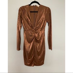 Long Sleeve Mini Dress Twist Front